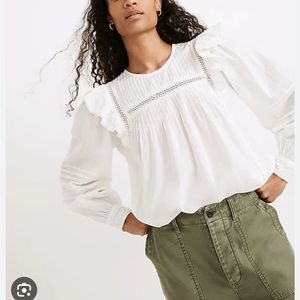 Madewell | Full-Sleeve Pintuck Ruffle Top